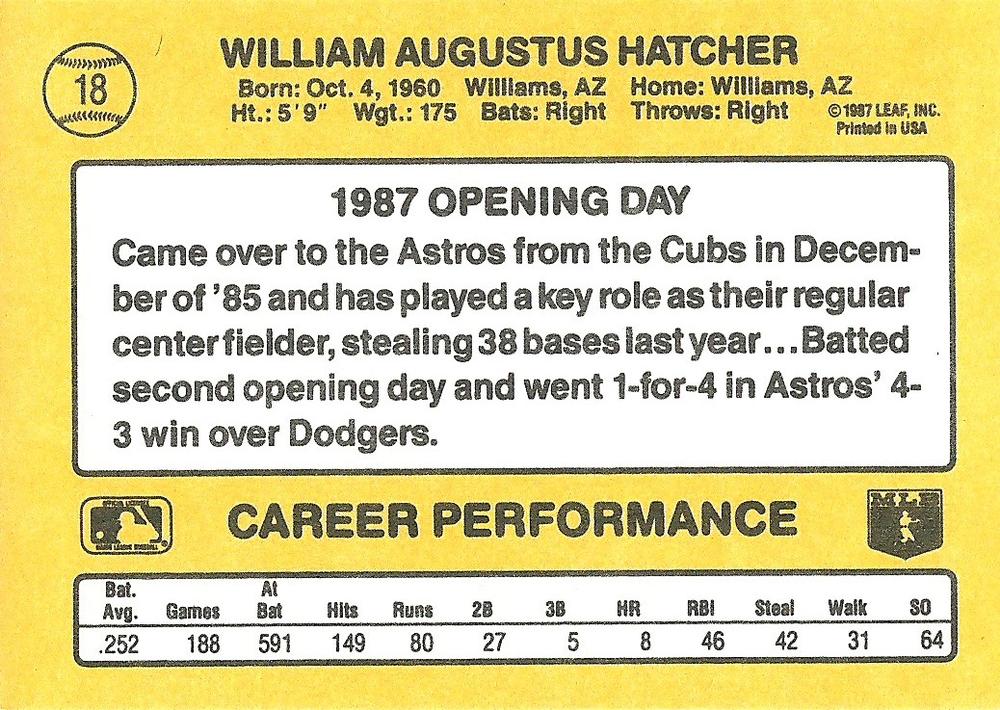 Billy Hatcher  baseball card collectible - Main Image 2
