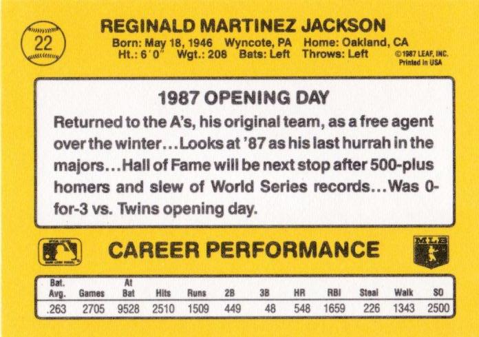 Reggie Jackson  baseball card collectible - Main Image 2