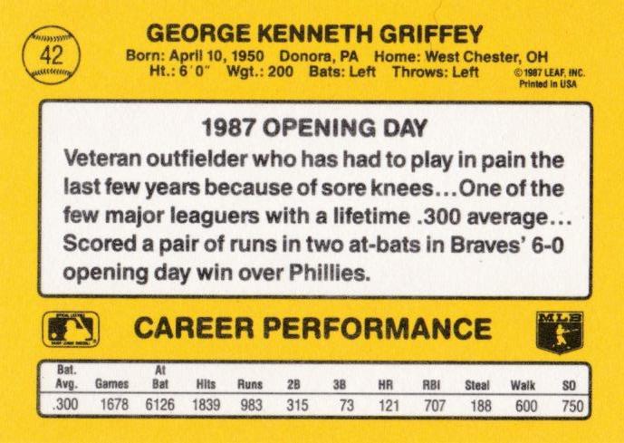 Ken Griffey  baseball card collectible - Main Image 2