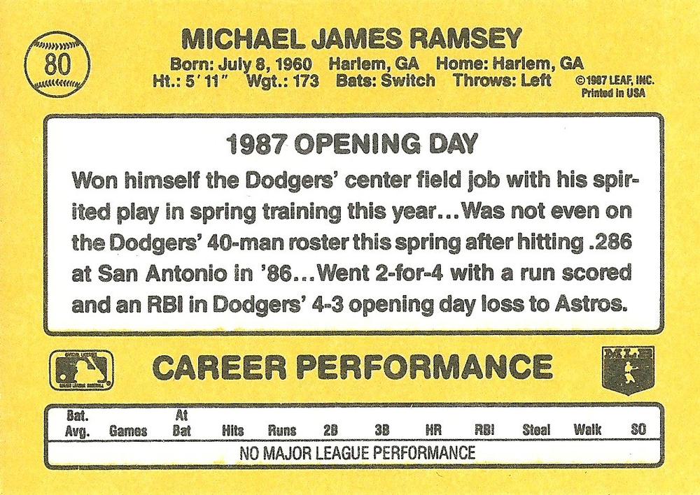 Mike Ramsey  baseball card collectible - Main Image 2