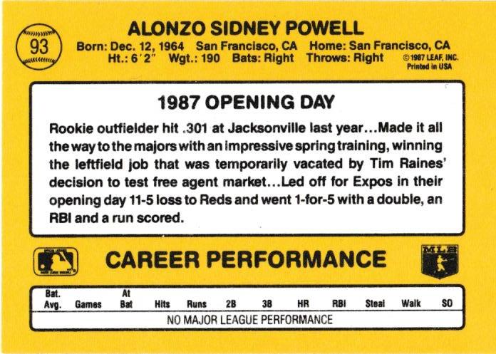 Alonzo Powell  baseball card collectible - Main Image 2
