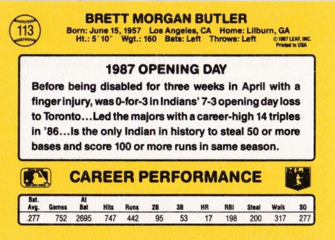 Brett Butler  baseball card collectible - Main Image 2