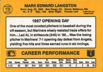Mark Langston  baseball card collectible - Main Image 2