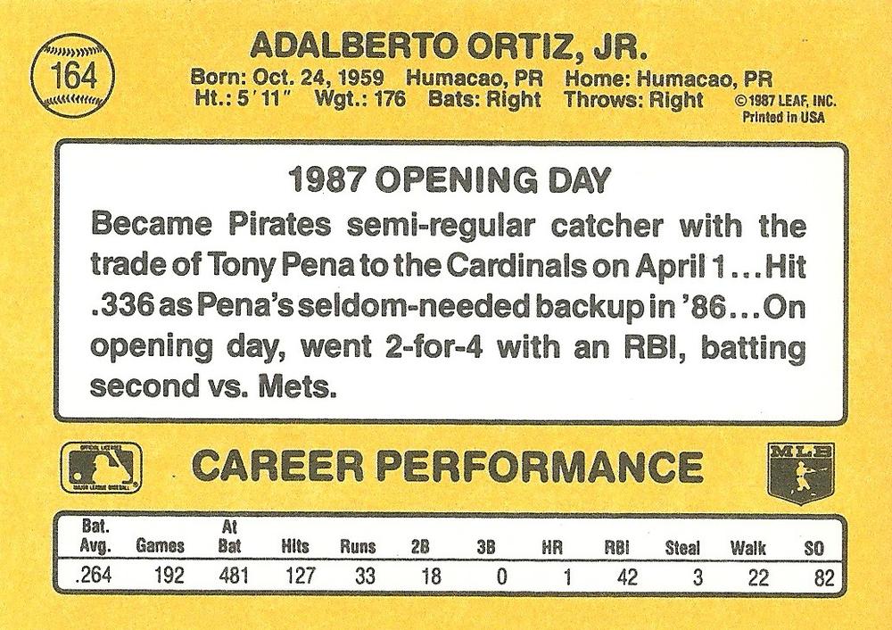 Junior Ortiz  baseball card collectible - Main Image 2