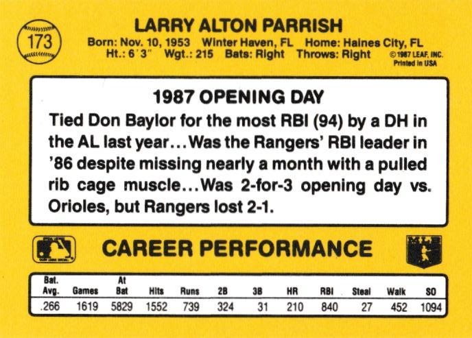 Larry Parrish  baseball card collectible - Main Image 2