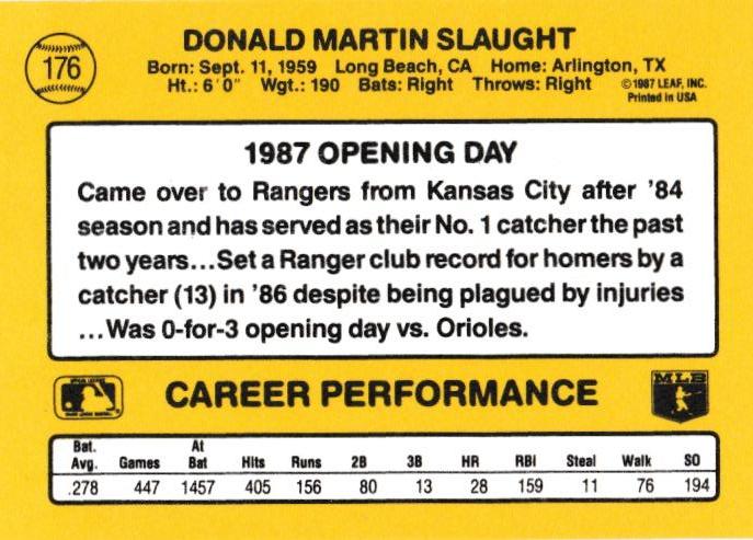 Don Slaught  baseball card collectible - Main Image 2