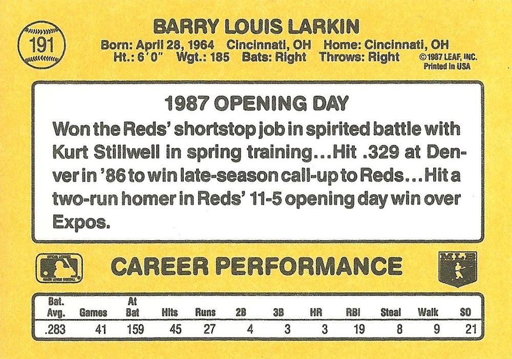 Barry Larkin  baseball card collectible - Main Image 2