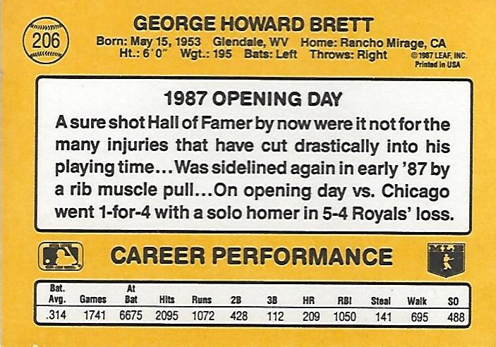 George Brett  baseball card collectible - Main Image 2