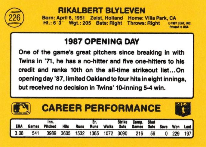Bert Blyleven  baseball card collectible - Main Image 2