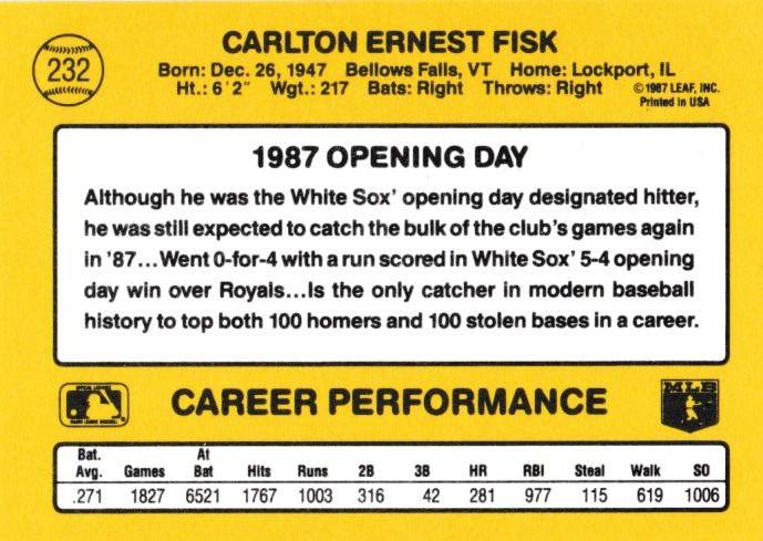 Carlton Fisk  baseball card collectible - Main Image 2
