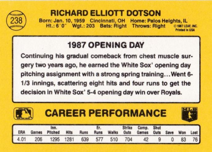 Rich Dotson  baseball card collectible - Main Image 2