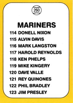 Mariners Logo/Checklist  baseball card collectible - Main Image 2
