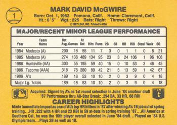Mark McGwire  baseball card collectible - Main Image 2