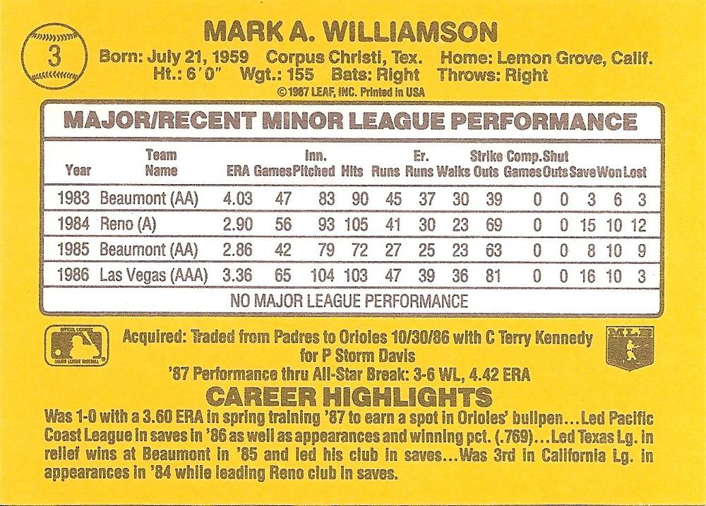 Mark Williamson  baseball card collectible - Main Image 2