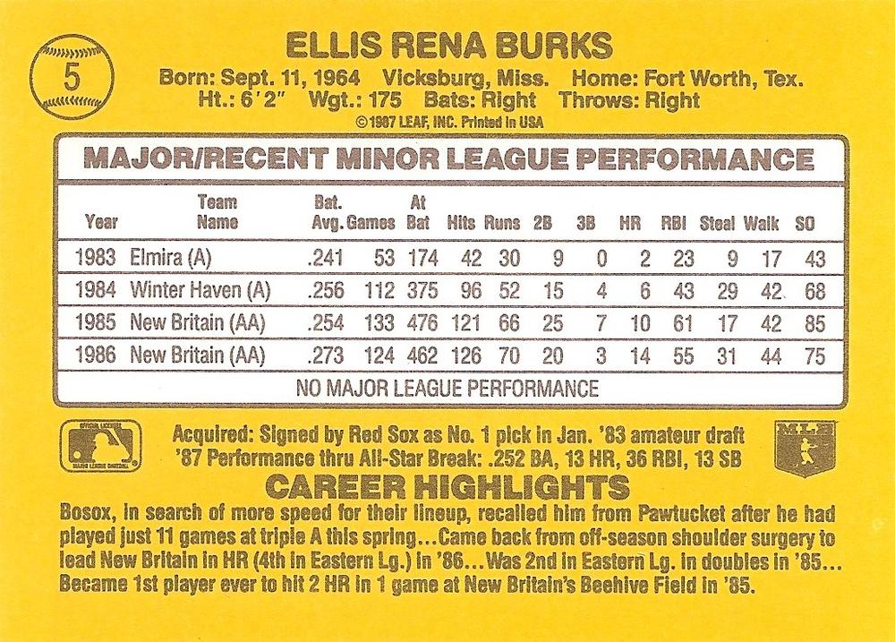 Ellis Burks  baseball card collectible - Main Image 2