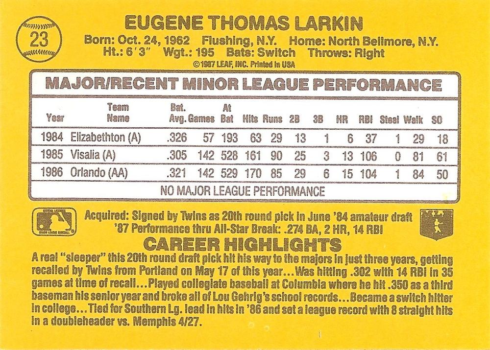 Gene Larkin  baseball card collectible - Main Image 2