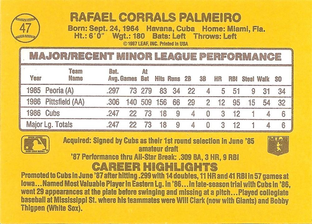 Rafael Palmeiro  baseball card collectible - Main Image 2