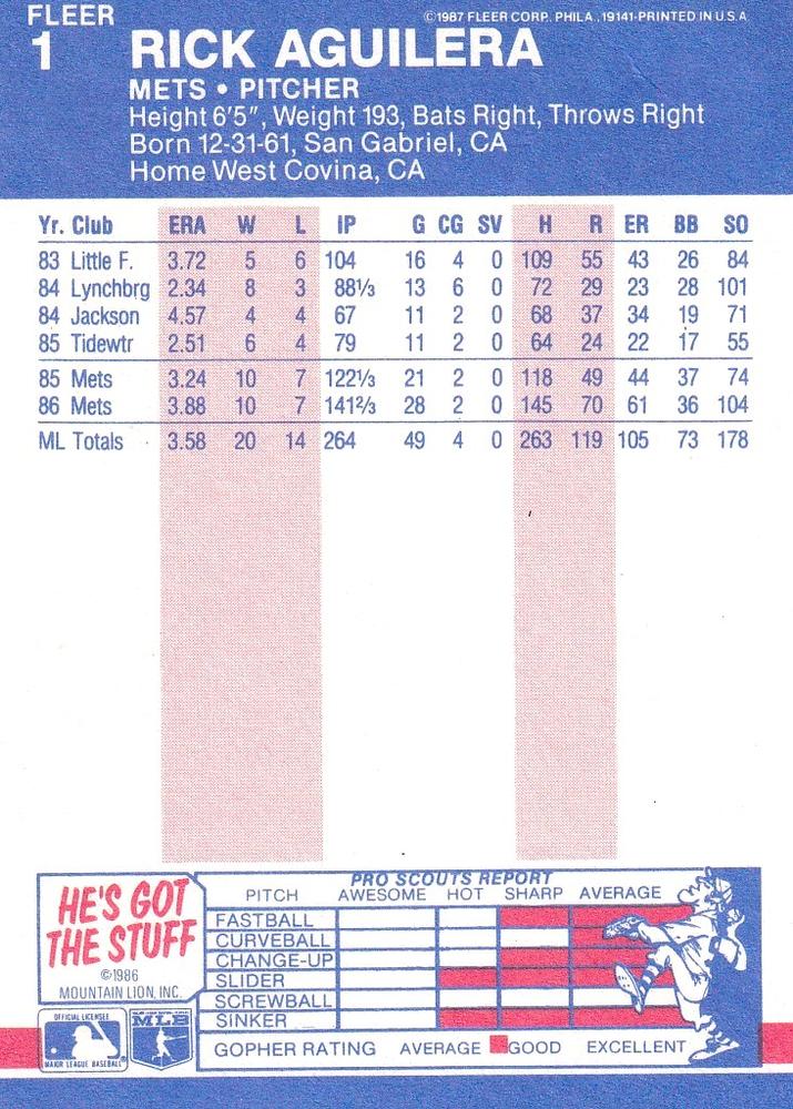 Rick Aguilera  baseball card collectible - Main Image 2