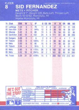Sid Fernandez  baseball card collectible - Main Image 2