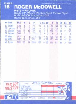 Roger McDowell  baseball card collectible - Main Image 2