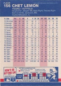 Chet Lemon  baseball card collectible - Main Image 2