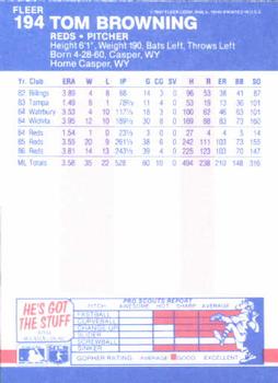 Tom Browning  baseball card collectible - Main Image 2