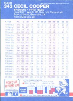 Cecil Cooper  baseball card collectible - Main Image 2