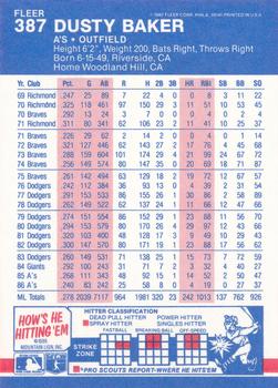 Dusty Baker  baseball card collectible - Main Image 2