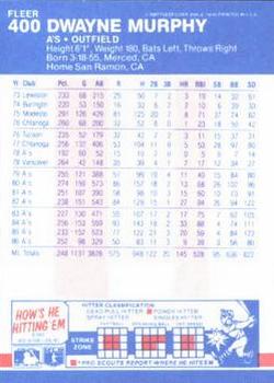 Dwayne Murphy  baseball card collectible - Main Image 2