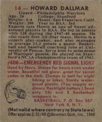 Howard Dallmar  basketball card collectible - Main Image 2
