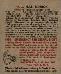 Hal Tidrick  basketball card collectible - Main Image 2