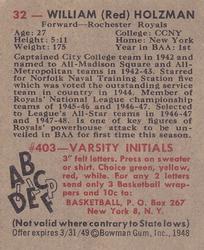 Red Holzman  basketball card collectible - Main Image 2