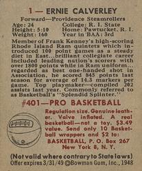 Ernie Calverley  basketball card collectible - Main Image 2