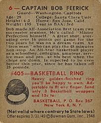 Bob Feerick  basketball card collectible - Main Image 2