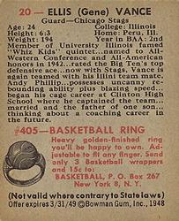Gene Vance  basketball card collectible - Main Image 2