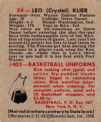 Leo Crystal Klier  basketball card collectible - Main Image 2
