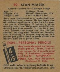 Stan Miasek  basketball card collectible - Main Image 2