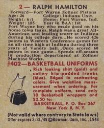Ralph Hamilton  basketball card collectible - Main Image 2