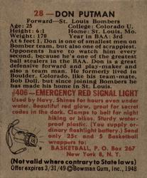 Don Putman  basketball card collectible - Main Image 2