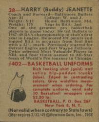 Buddy Jeannette  basketball card collectible - Main Image 2