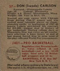 Don Carlson  basketball card collectible - Main Image 2