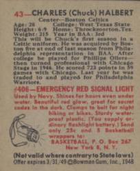 Chuck Halbert  basketball card collectible - Main Image 2