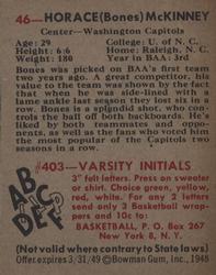 Bones McKinney  basketball card collectible - Main Image 2
