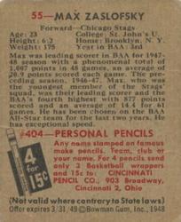 Max Zaslofsky  basketball card collectible - Main Image 2