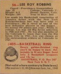 Lee Roy Robbins  basketball card collectible - Main Image 2
