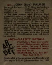 Bud Palmer  basketball card collectible - Main Image 2