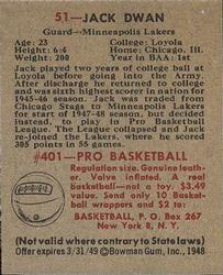 Jack Dwan  basketball card collectible - Main Image 2