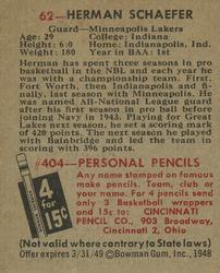 Herman Schaefer  basketball card collectible - Main Image 2
