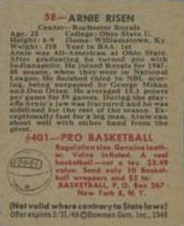 Arnie Risen  basketball card collectible - Main Image 2