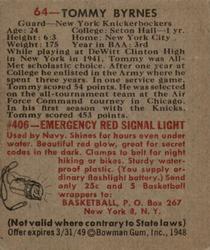 Tommy Byrnes  basketball card collectible - Main Image 2